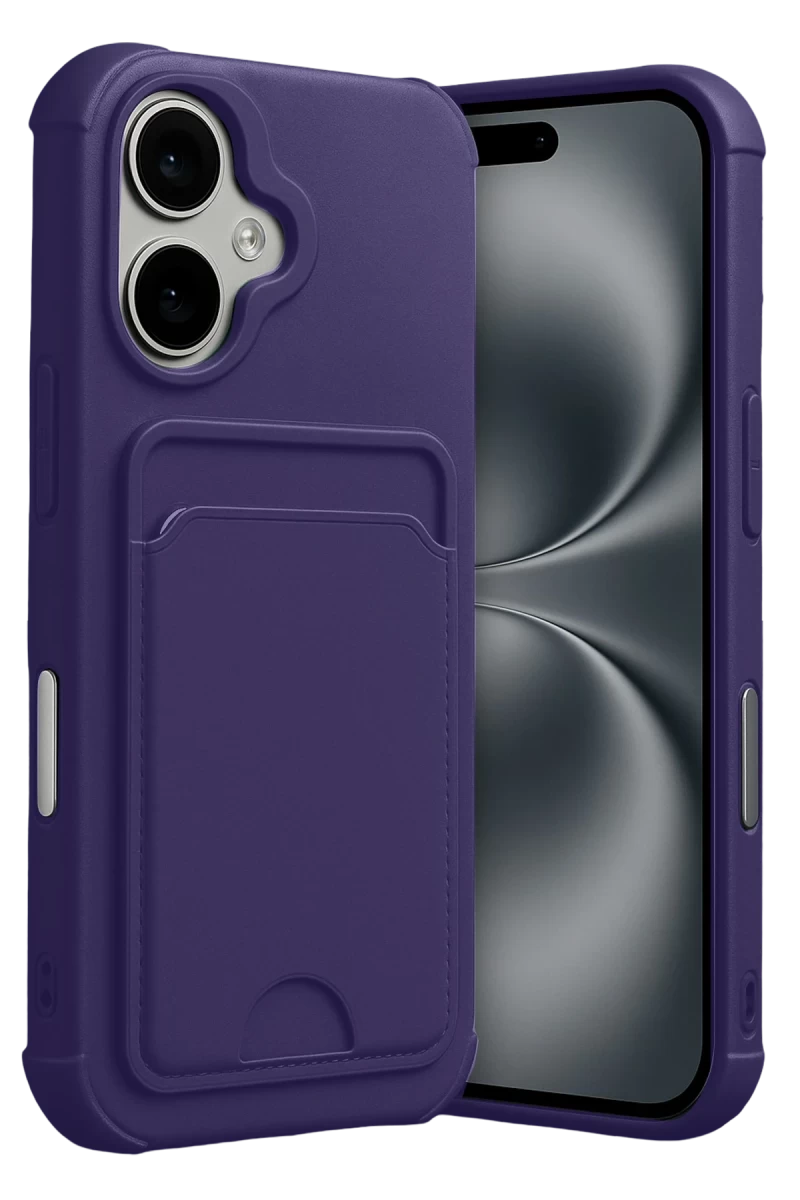 Apple iPhone 17 Uyumlu Kelvin Kartvizitli Silikon - Derin Mor