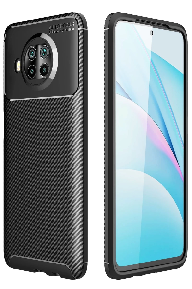 Xiaomi Mi 10T Lite Uyumlu Kılıf Auto Focus Karbon Kapak - Siyah