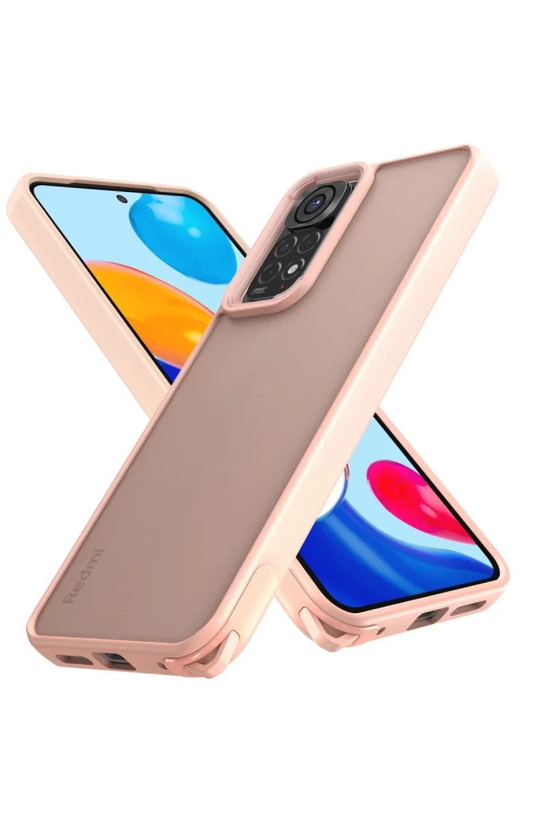 Xiaomi Redmi Note 11 Uyumlu Kılıf Elegant Kapak - Pudra