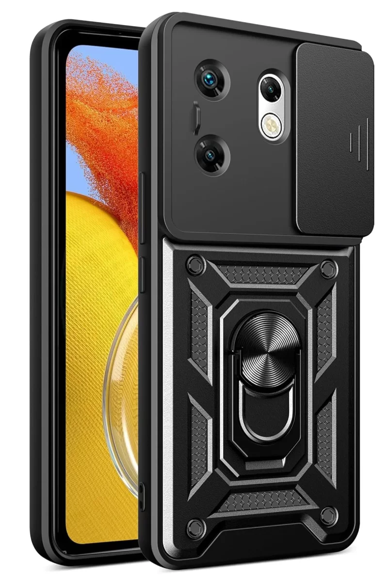 İnfinix Zero 30 4G Kılıf Pars Lens Yüzüklü Silikon - Siyah