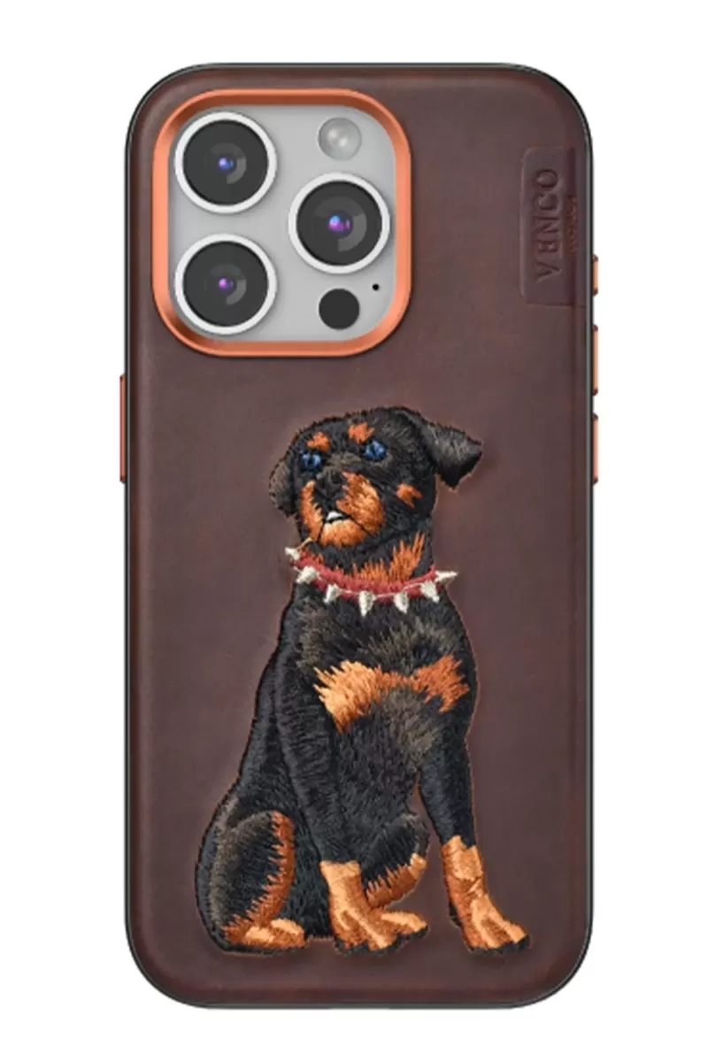Venco Apple iPhone 15 Pro Uyumlu Perma Desenli Kapak - Koyu Kahve