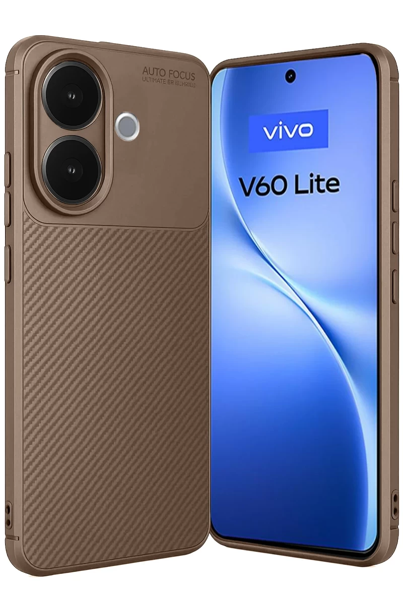 Vivo V60 Lite Uyumlu Auto Focus Karbon Kapak - Kahverengi