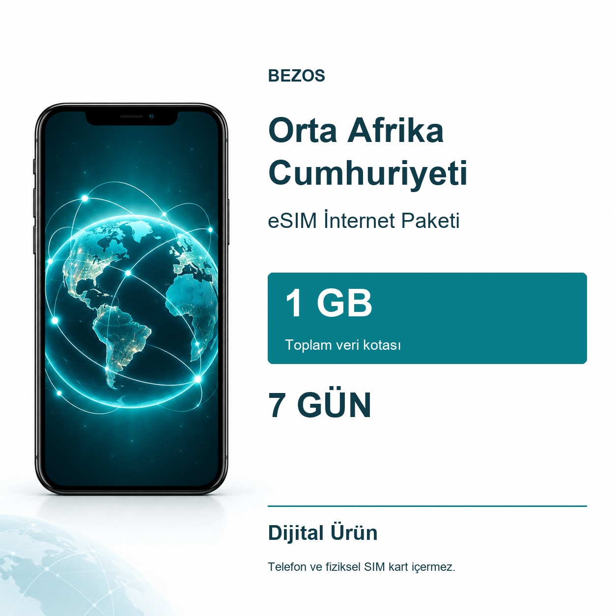 Orta Afrika Cumhuriyeti eSIM İnternet Paketi 1 GB 7 Gün