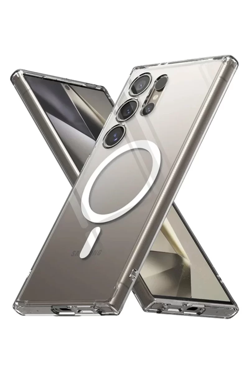 Samsung Galaxy S24 Ultra Uyumlu Kılıf Magneticsafe Şeffaf Silikon - Şeffaf