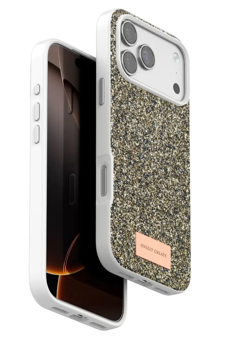Onegif Apple iPhone 17 Pro Max Uyumlu Bright Simli Kapak - Çöl Titanyum