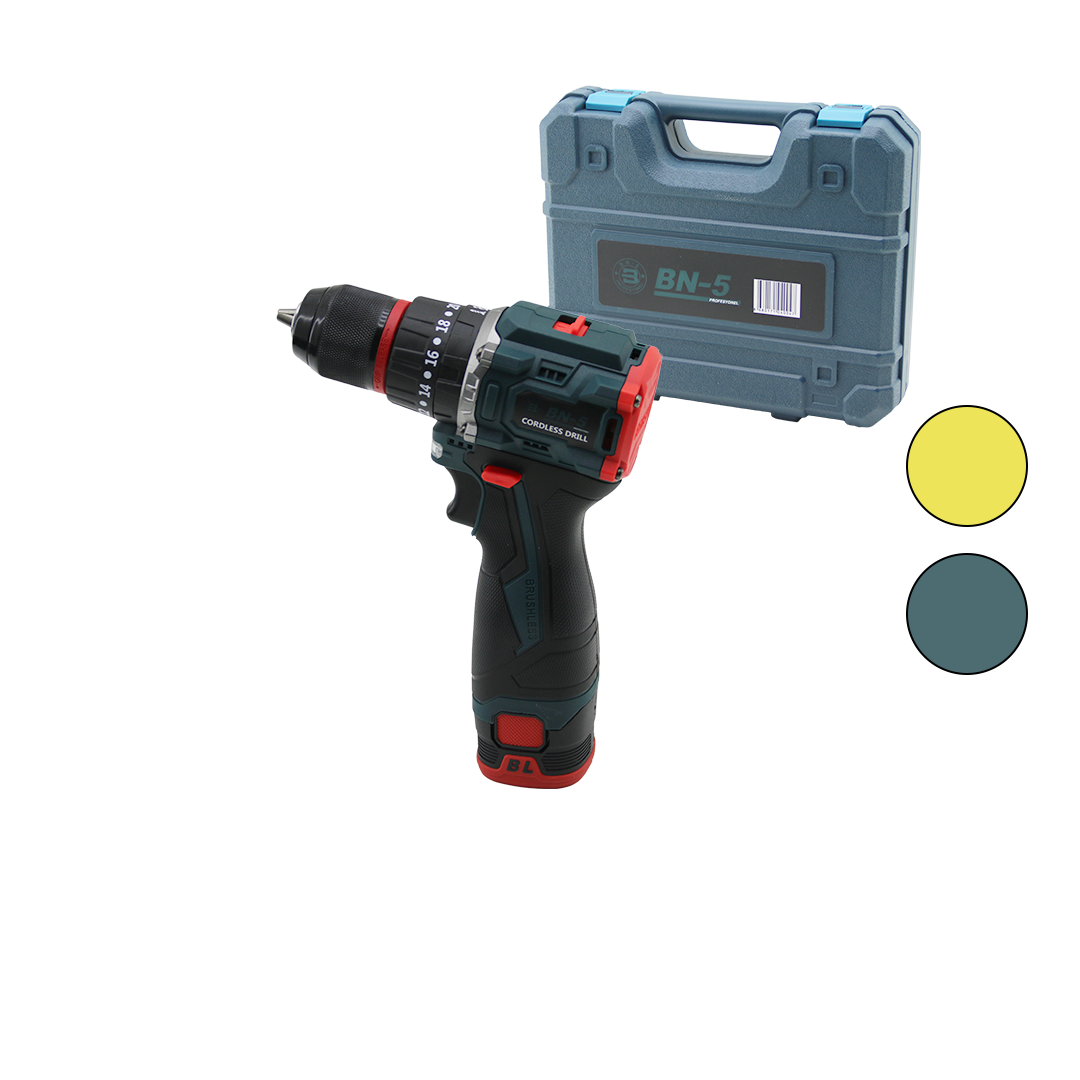 24V Fırçasız Şarjlı Darbeli Matkap + Uç Seti - 5.0Ah, 1550 RPM, 2 Batarya