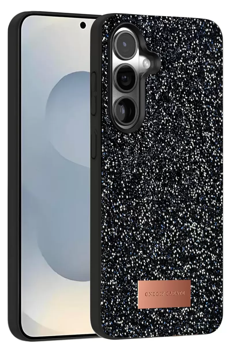 Onegif Samsung Galaxy S25 Uyumlu Bright Simli Kapak - Siyah