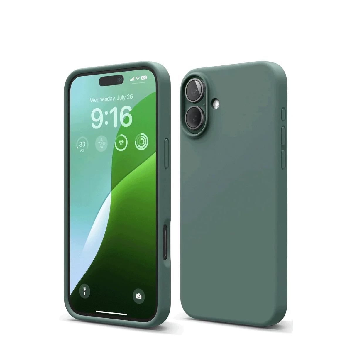 Apple iPhone 16 Uyumlu Kılıf Nano içi Kadife Silikon - Koyu Yeşil