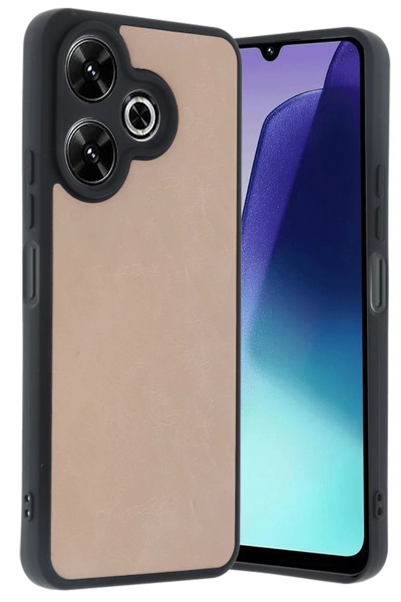 Xiaomi Redmi 13 4G Uyumlu Kılıf Aras Deri Kapak - Pudra
