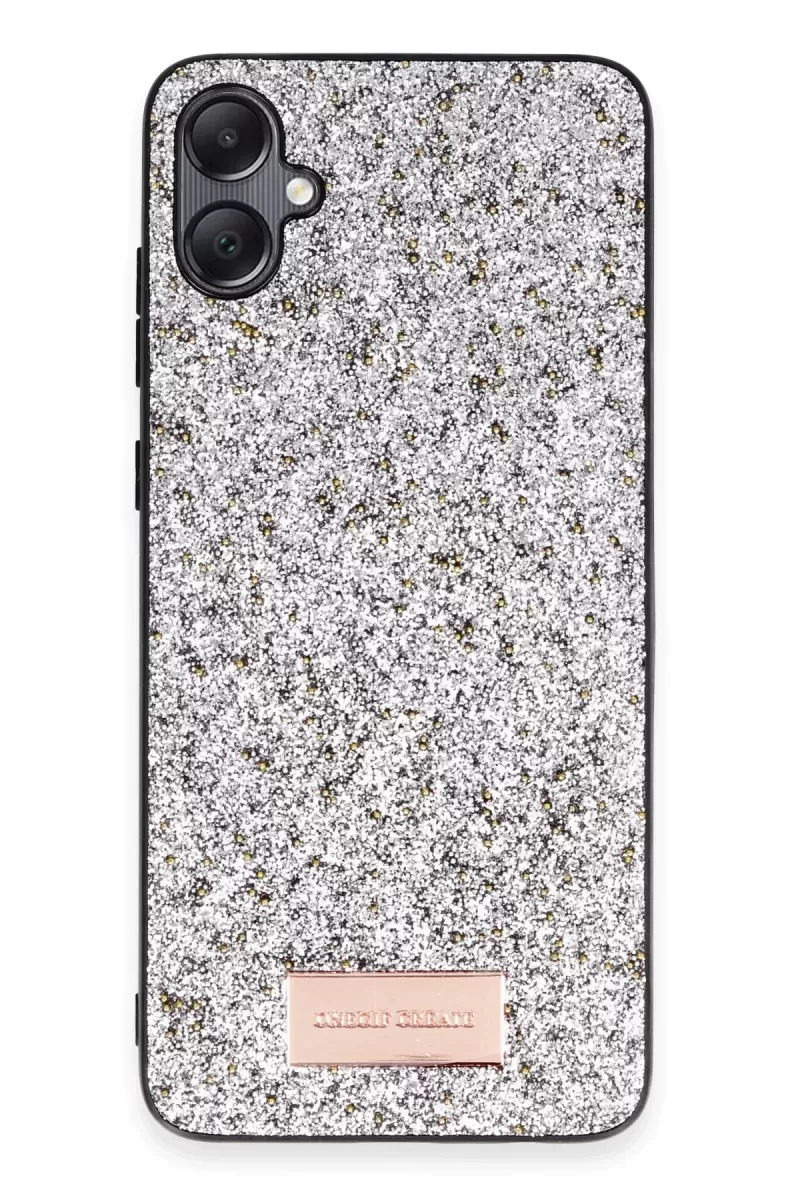 Onegif Samsung Galaxy A05 Uyumlu Bright Simli Kapak - Gümüş