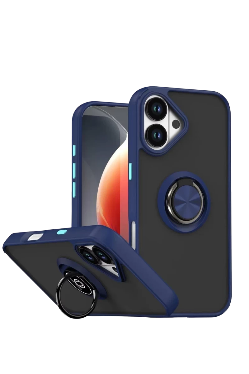 Apple iPhone 17 Uyumlu Montreal Yüzüklü Silikon Kapak - Lacivert