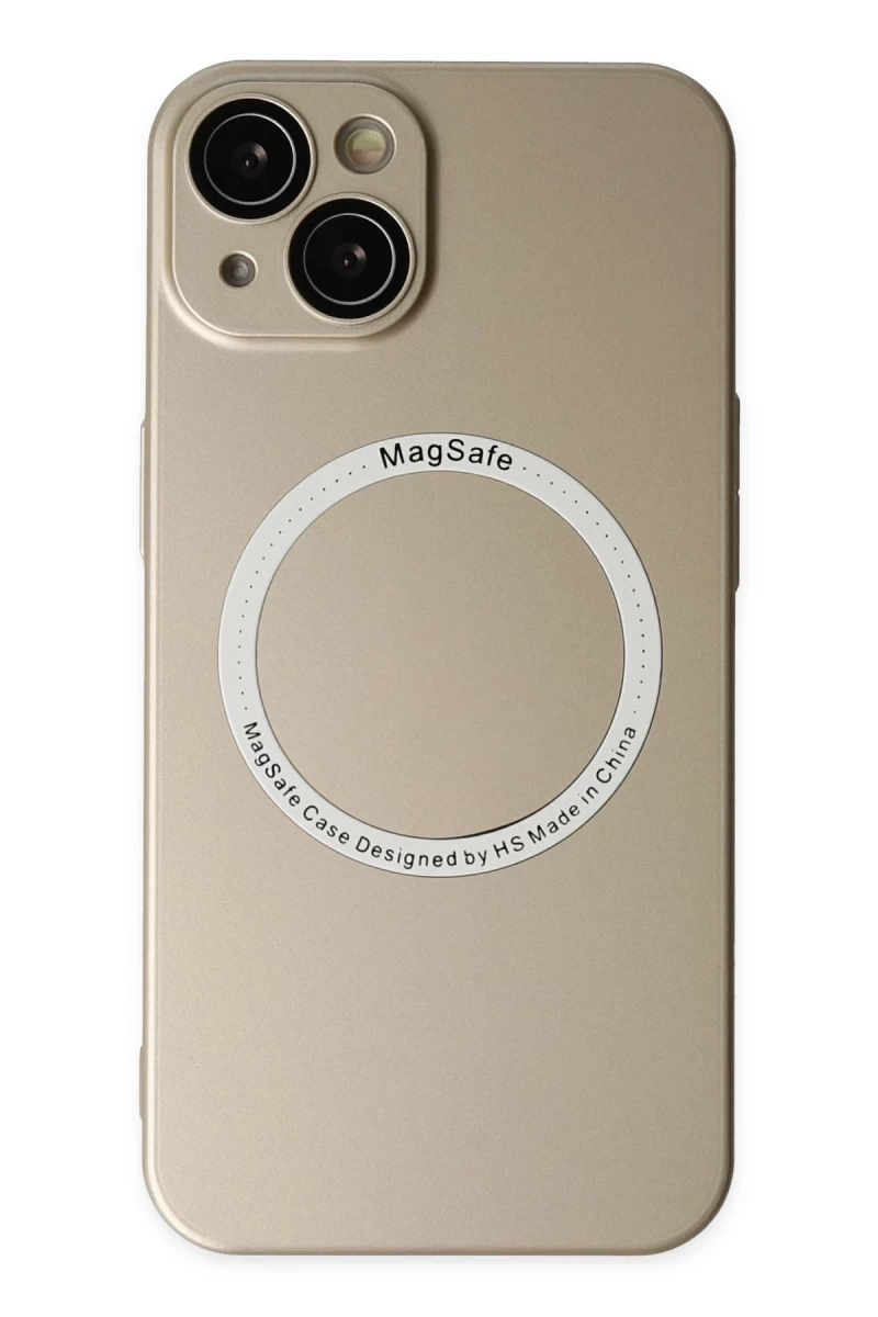 Apple iPhone 14 Plus Uyumlu Kılıf Jack Magneticsafe Lens Silikon - Gold