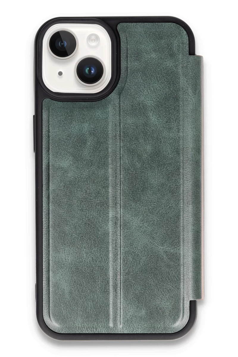 Apple iPhone 14 Uyumlu Kılıf Flip Cover - Koyu Yeşil