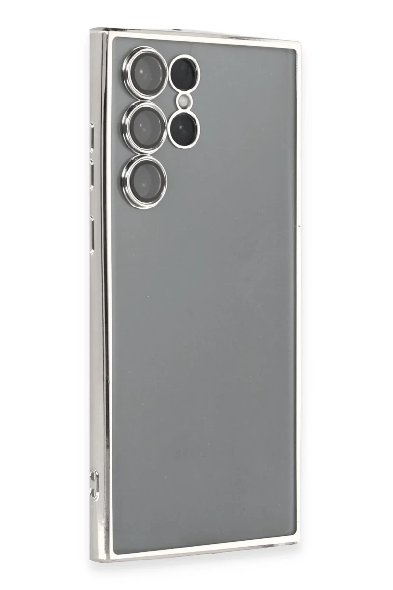 Samsung Galaxy S22 Ultra Uyumlu Kılıf Lensli Silikon - Gümüş