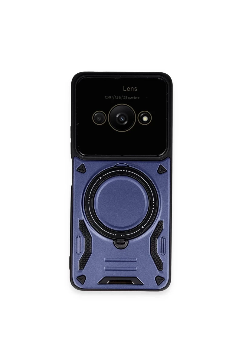 Xiaomi Poco C61 Uyumlu Kılıf Joy Lens Standlı Kapak - Lacivert