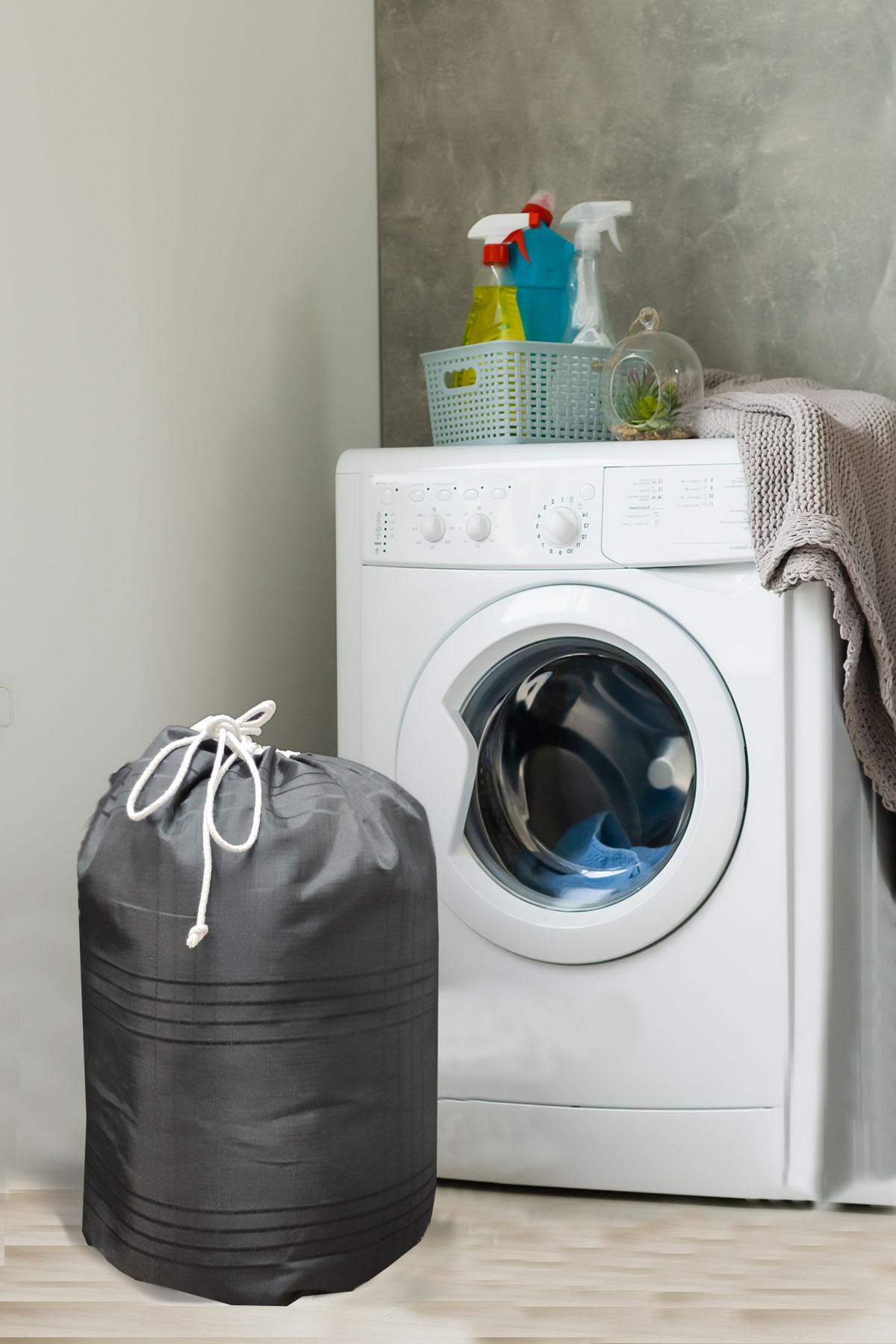 Çamaşır Torbası ASTARSIZ, Kirli Banyo Torbası, Düzenleyici Torba - Siyah