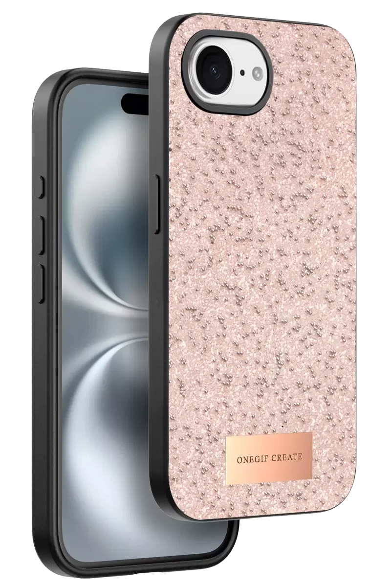 Onegif Apple iPhone 16E Uyumlu Bright Simli Kapak - Pembe