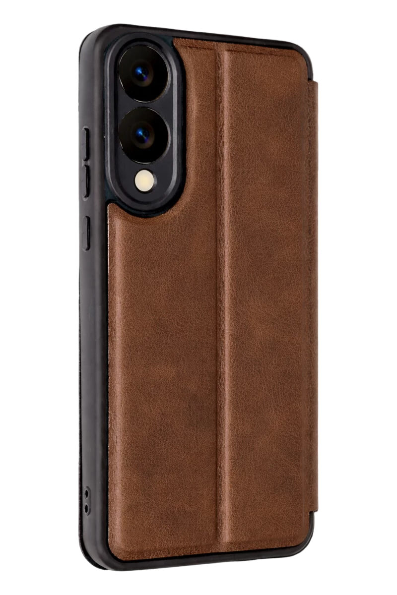 Samsung Galaxy S25 Uyumlu Edge Flip Cover - Taba