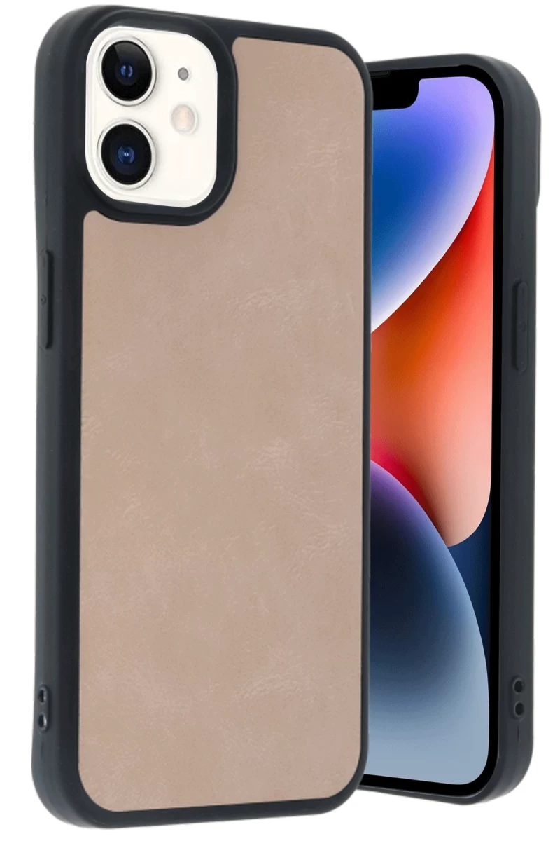 Apple iPhone 11 Uyumlu Kılıf Aras Deri Kapak - Pudra