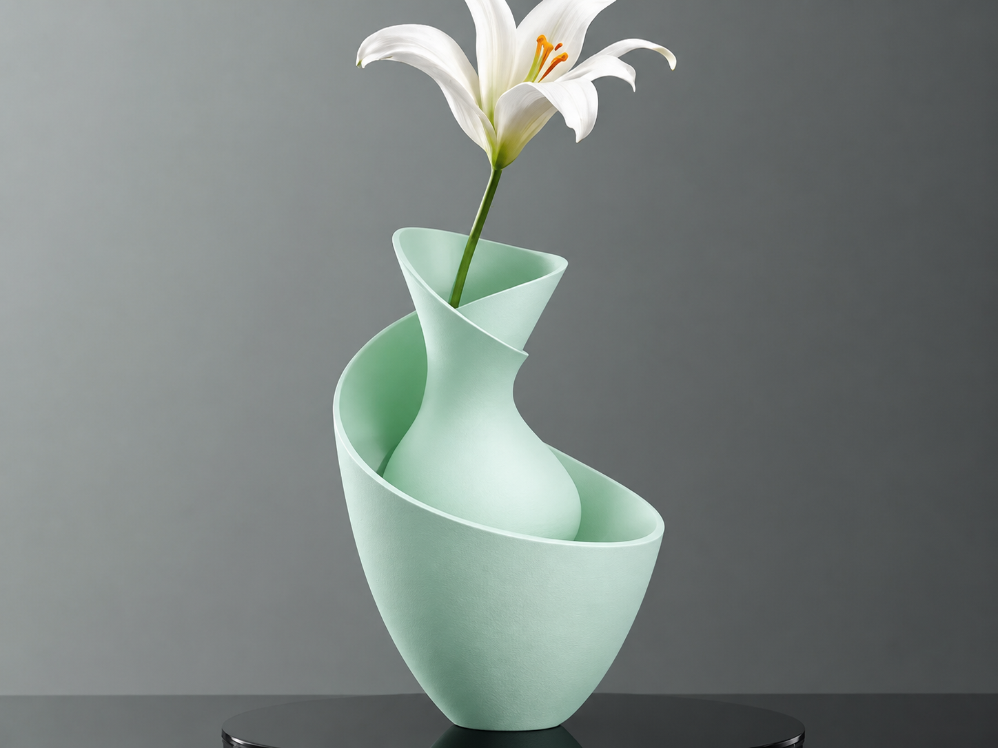 3D Baskı Bold Vazo - Akışkan Formlu Dekoratif Vazo-Mint
