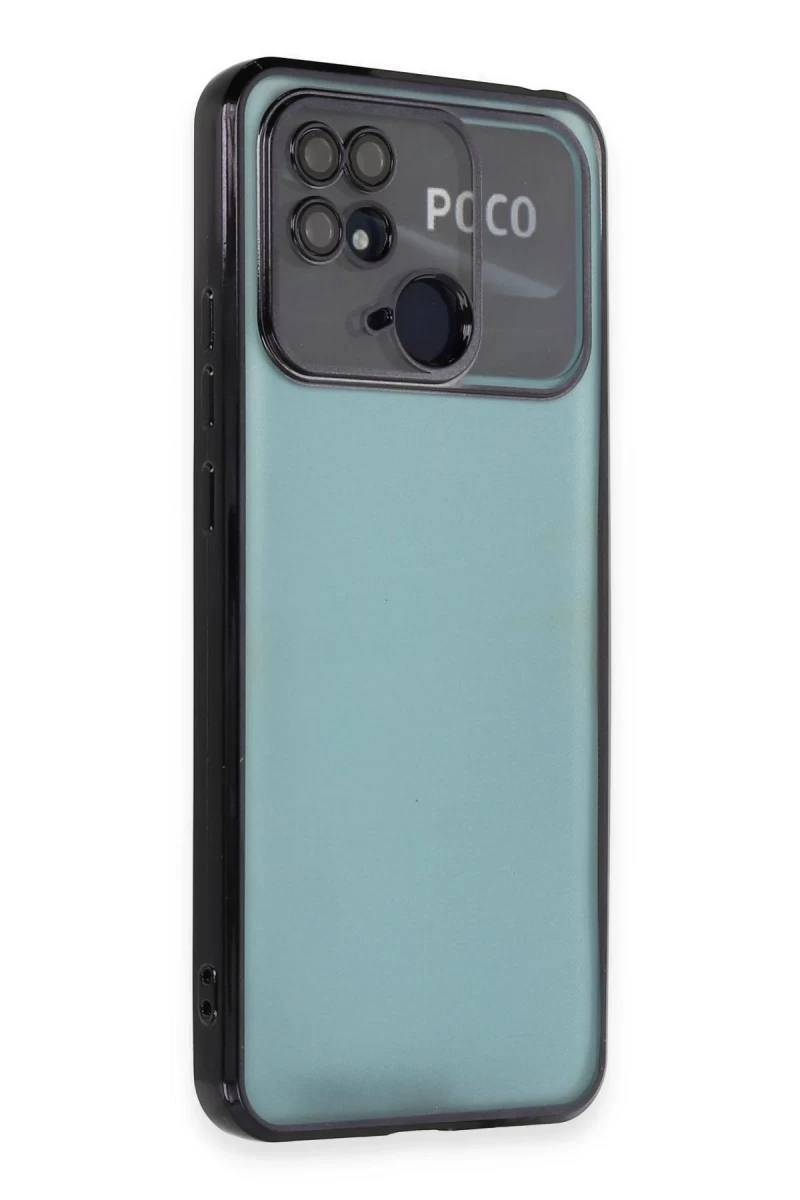 Xiaomi Redmi 10C Uyumlu Kılıf Lensli Silikon - Siyah