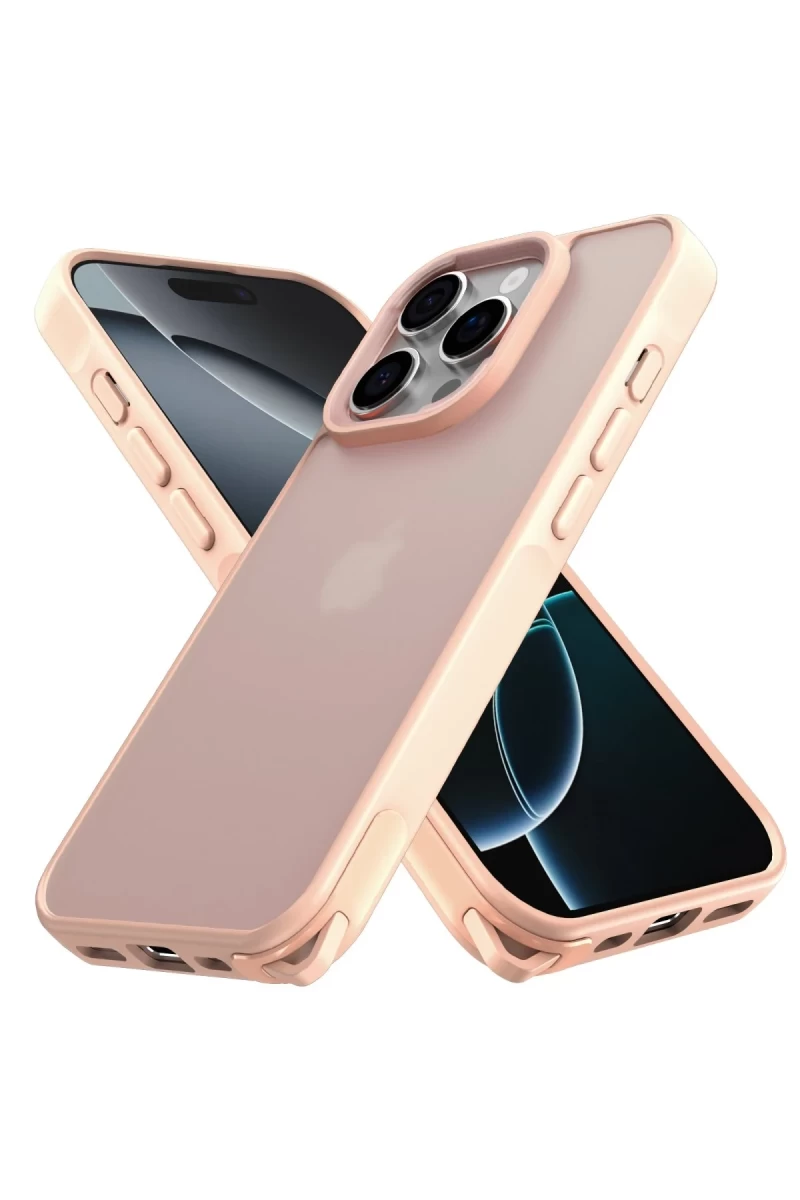 Apple iPhone 16 Pro Uyumlu Kılıf Elegant Kapak - Pudra