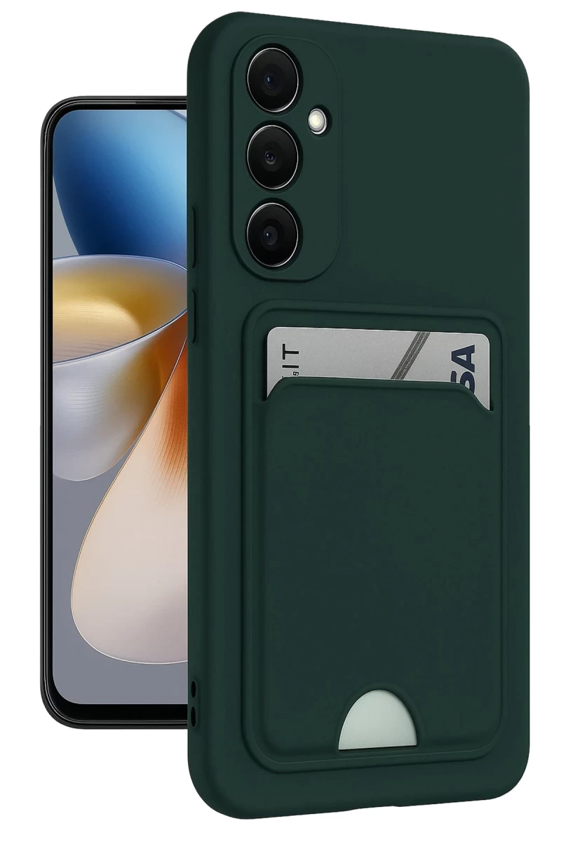 Samsung Galaxy A26 Uyumlu Kılıf Kelvin Kartvizitli Silikon - Koyu Yeşil