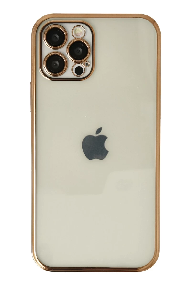 Apple iPhone 12 Pro Max Uyumlu Kılıf Lensli Silikon - Gold