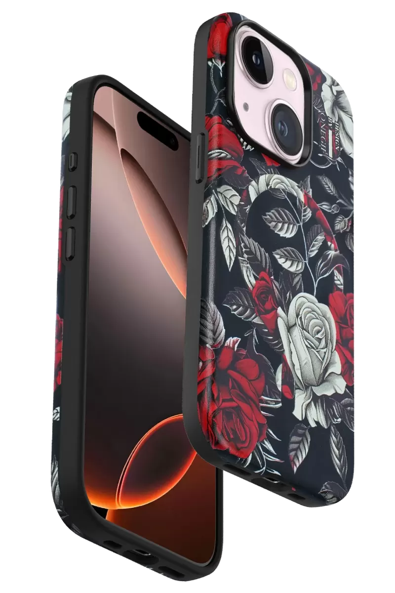 Onegif Apple iPhone 15 Plus Uyumlu Flower Series Magsafe Kapak - Siyah