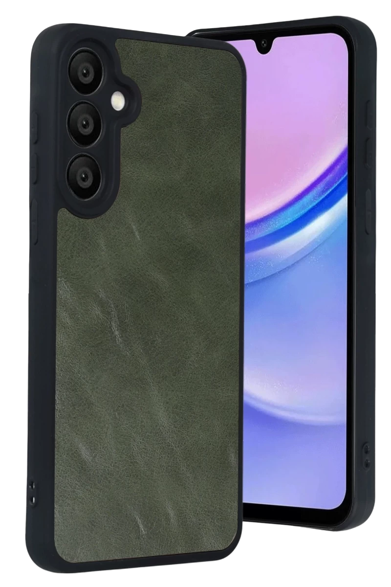 Samsung Galaxy A57 5G Uyumlu Aras Deri Kapak - Yeşil