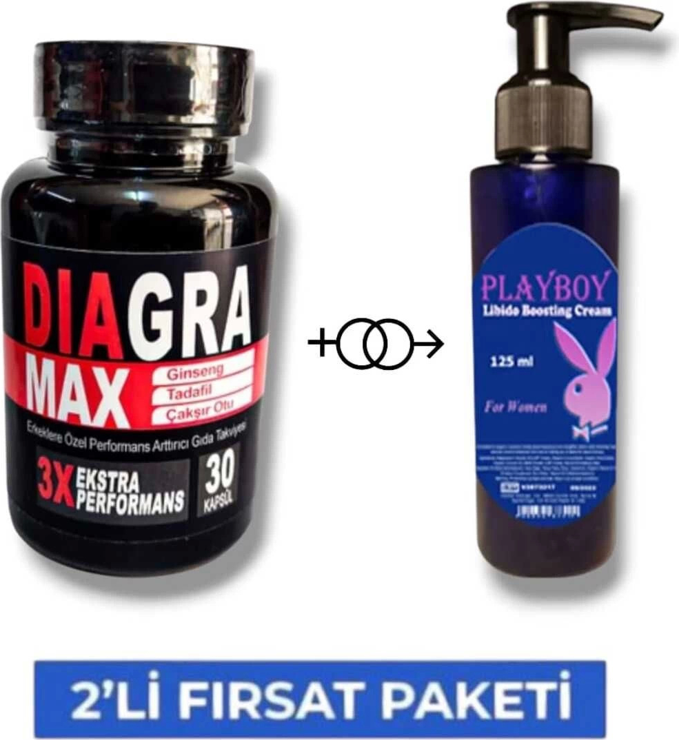 Diagra Max Erkek Performans Geliştirici 30lu Takviye Playboy Lib.ido Arttırıcı Krem 125 ml