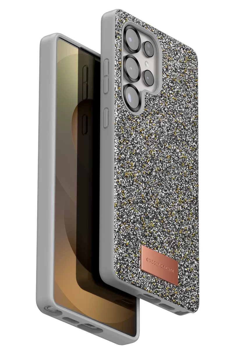 Onegif Samsung Galaxy S25 Ultra Uyumlu Bright Simli Kapak - Gümüş