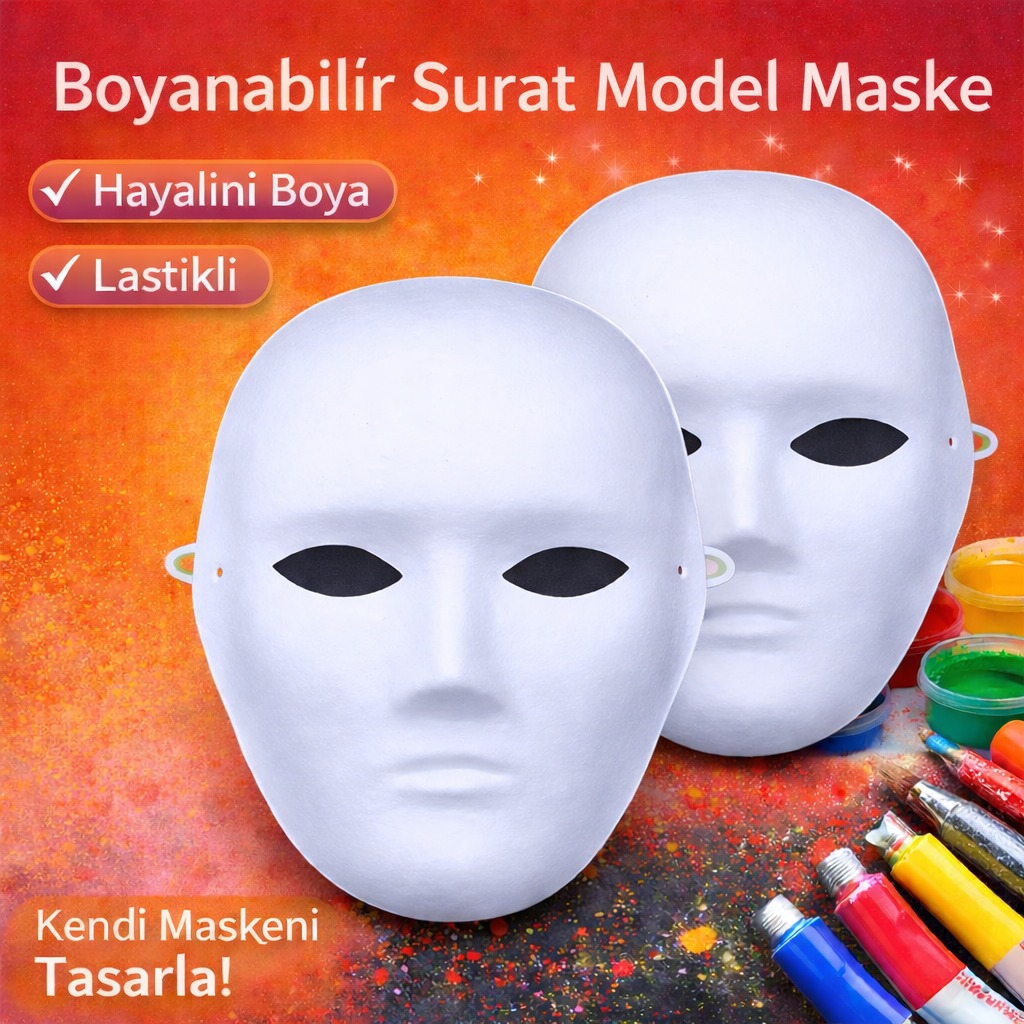 Boyanabilir Surat Model Maske ? Lastikli | Kendin Tasarla