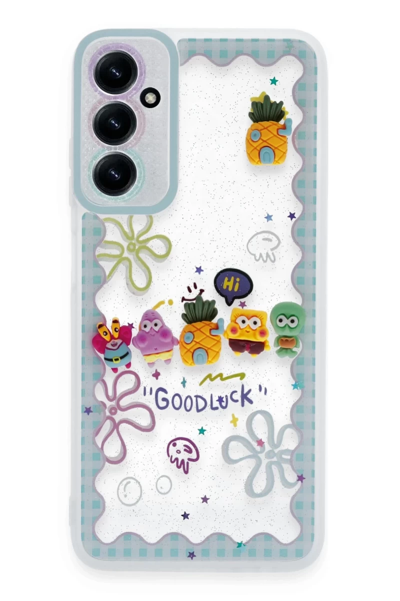 Samsung Galaxy A25 5G Uyumlu Kılıf Sweet Desenli Silikon Kapak - Açık Mavi