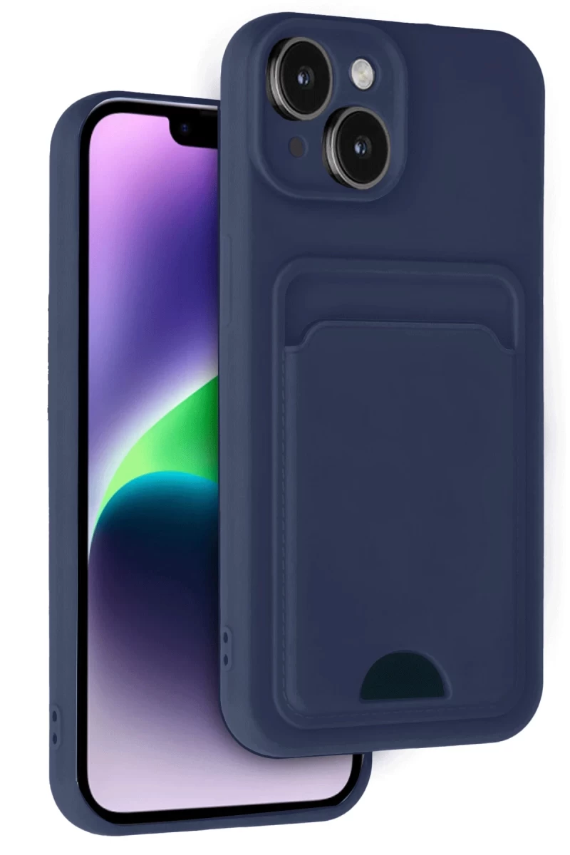 Apple iPhone 14 Uyumlu Kılıf Kelvin Kartvizitli Silikon - Lacivert