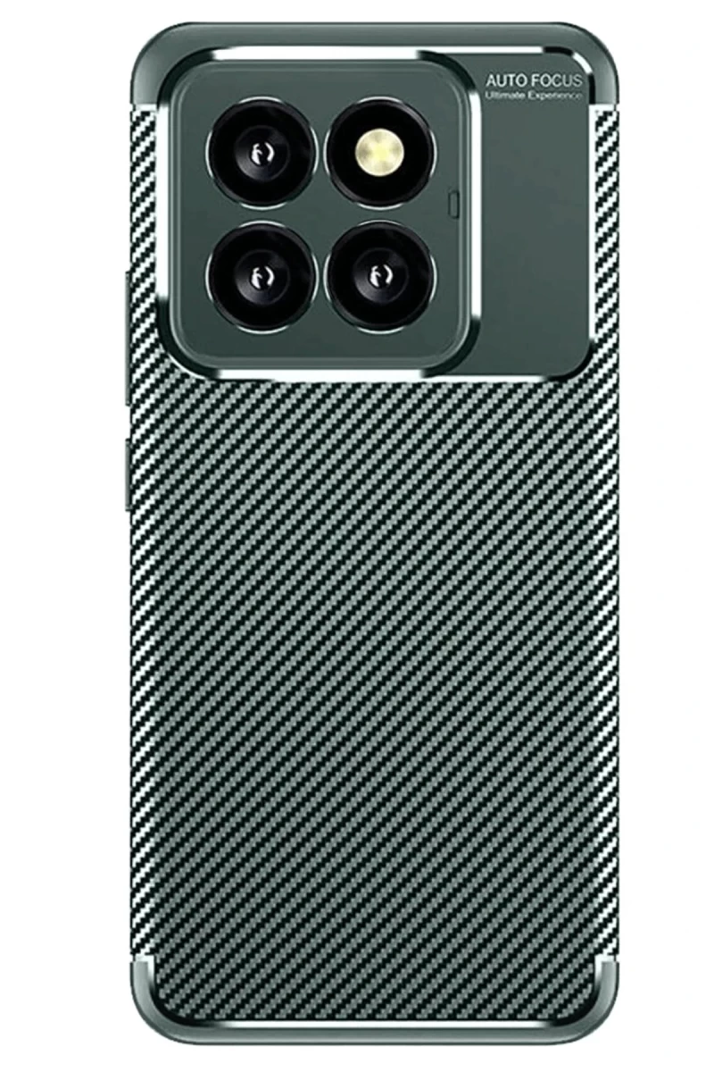 Xiaomi Mi 14T Pro Uyumlu Kılıf Auto Focus Karbon Kapak - Koyu Yeşil