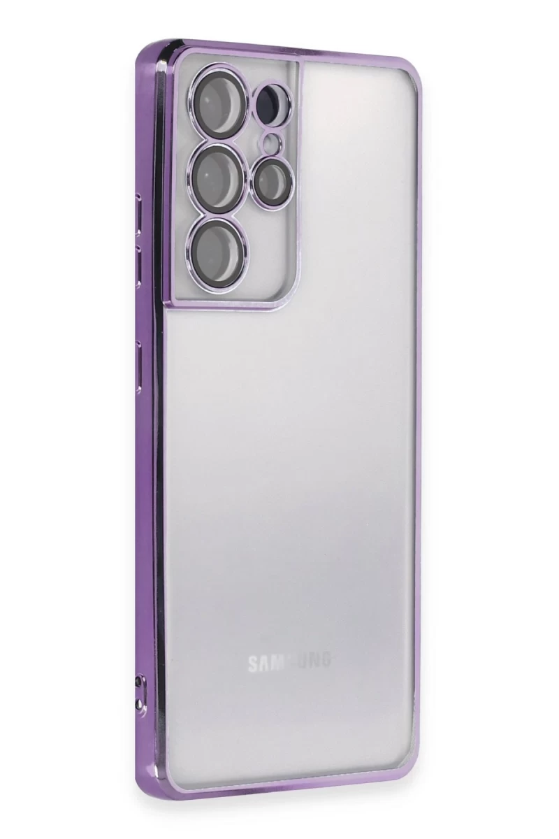 Samsung Galaxy S21 Ultra Uyumlu Kılıf Lensli Silikon - Mor