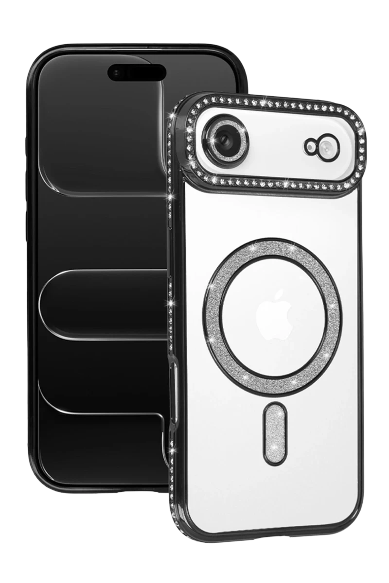 Apple iPhone 17 Uyumlu Air Uyumlu Joke Simli Magneticsafe Kılıf - Siyah