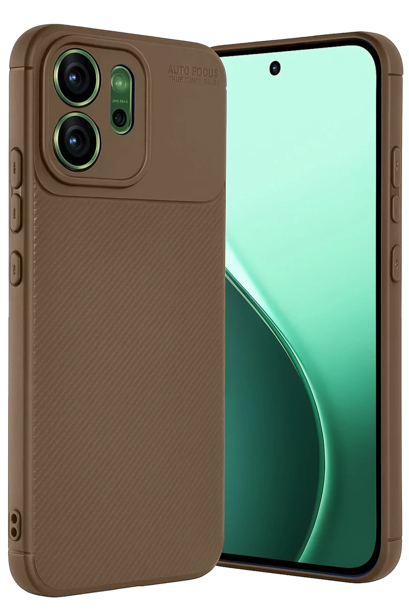 Oppo Reno 14F Uyumlu Auto Focus Karbon Kapak - Kahverengi