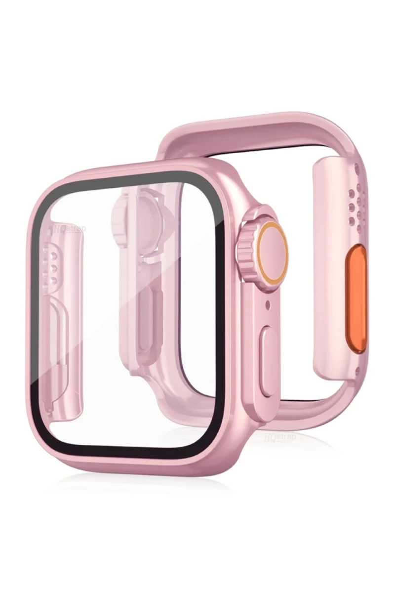Apple Watch 41mm Uyumlu Watch 49mm Kasa Dönüştürücü ve Ekran Koruyucu - Rose Gold