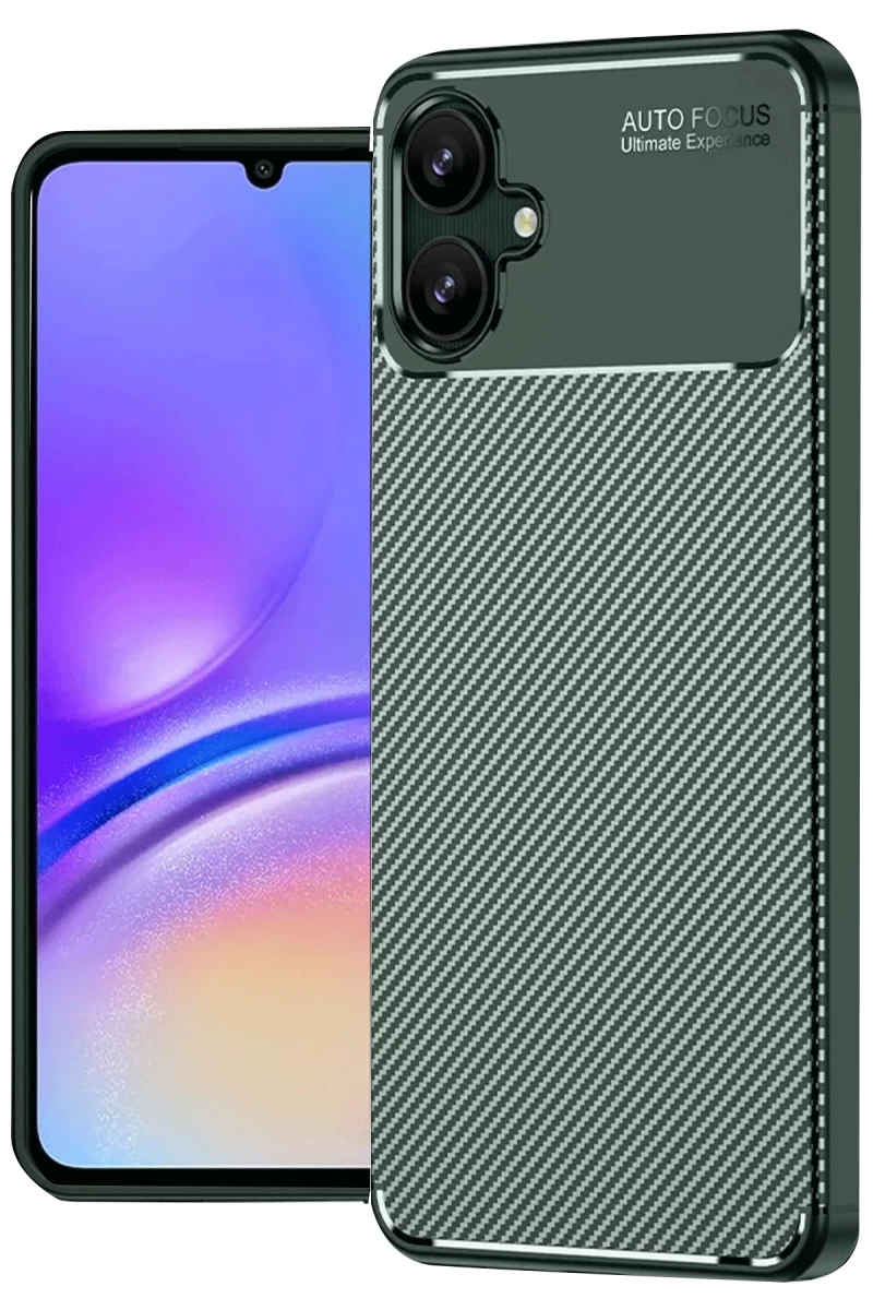 Samsung Galaxy A06 Uyumlu Kılıf Auto Focus Karbon Kapak - Koyu Yeşil