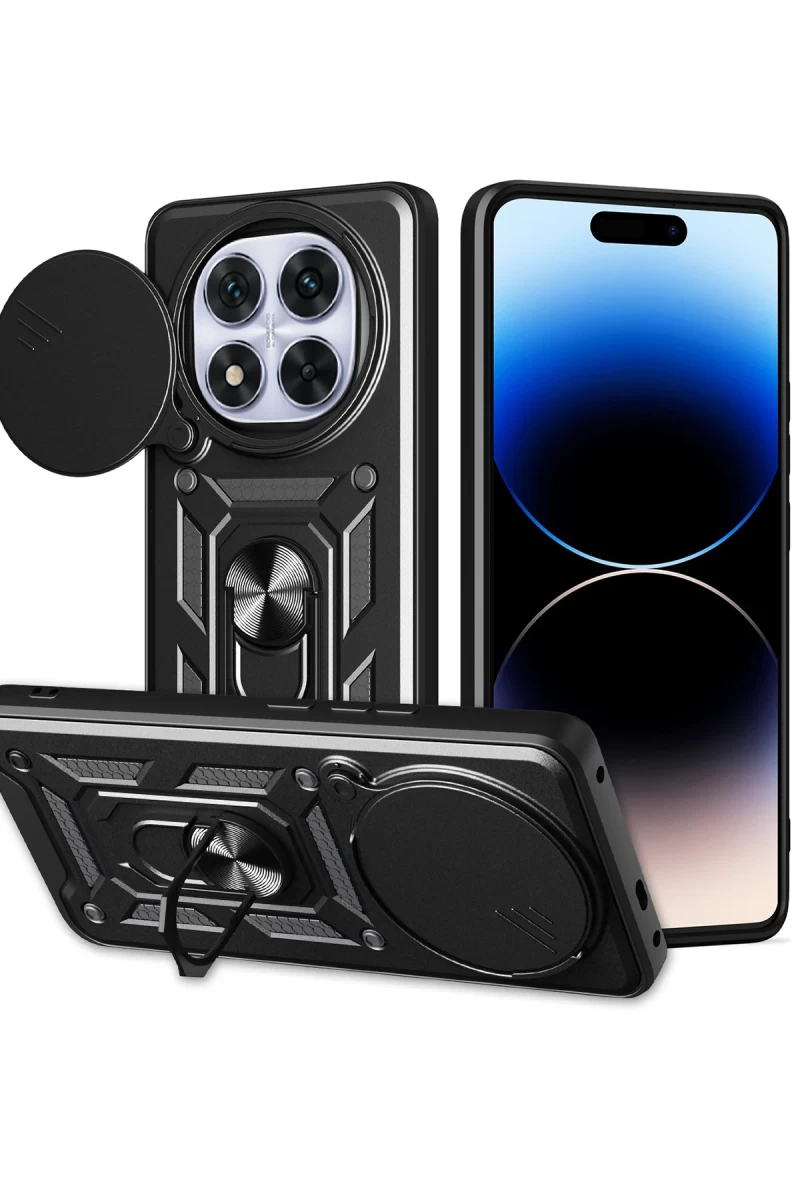 Xiaomi Redmi Note 14 Pro Plus Uyumlu Kılıf Pars Lens Yüzüklü Silikon - Siyah