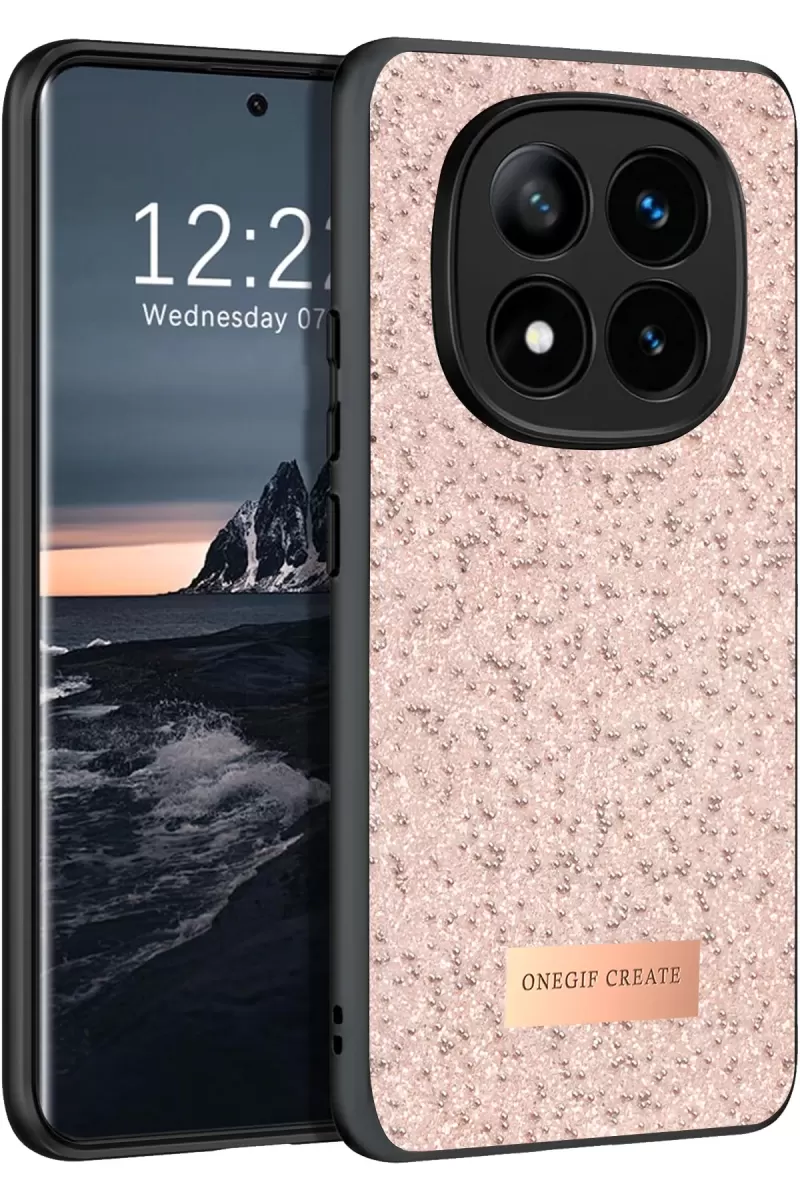 Onegif Xiaomi Redmi Note 14 Pro 4G Uyumlu Bright Simli Kapak - Pembe