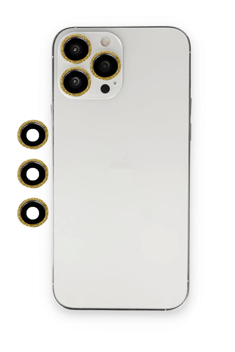 Apple iPhone 12 Pro Uyumlu Shine Kamera Lens - Gold