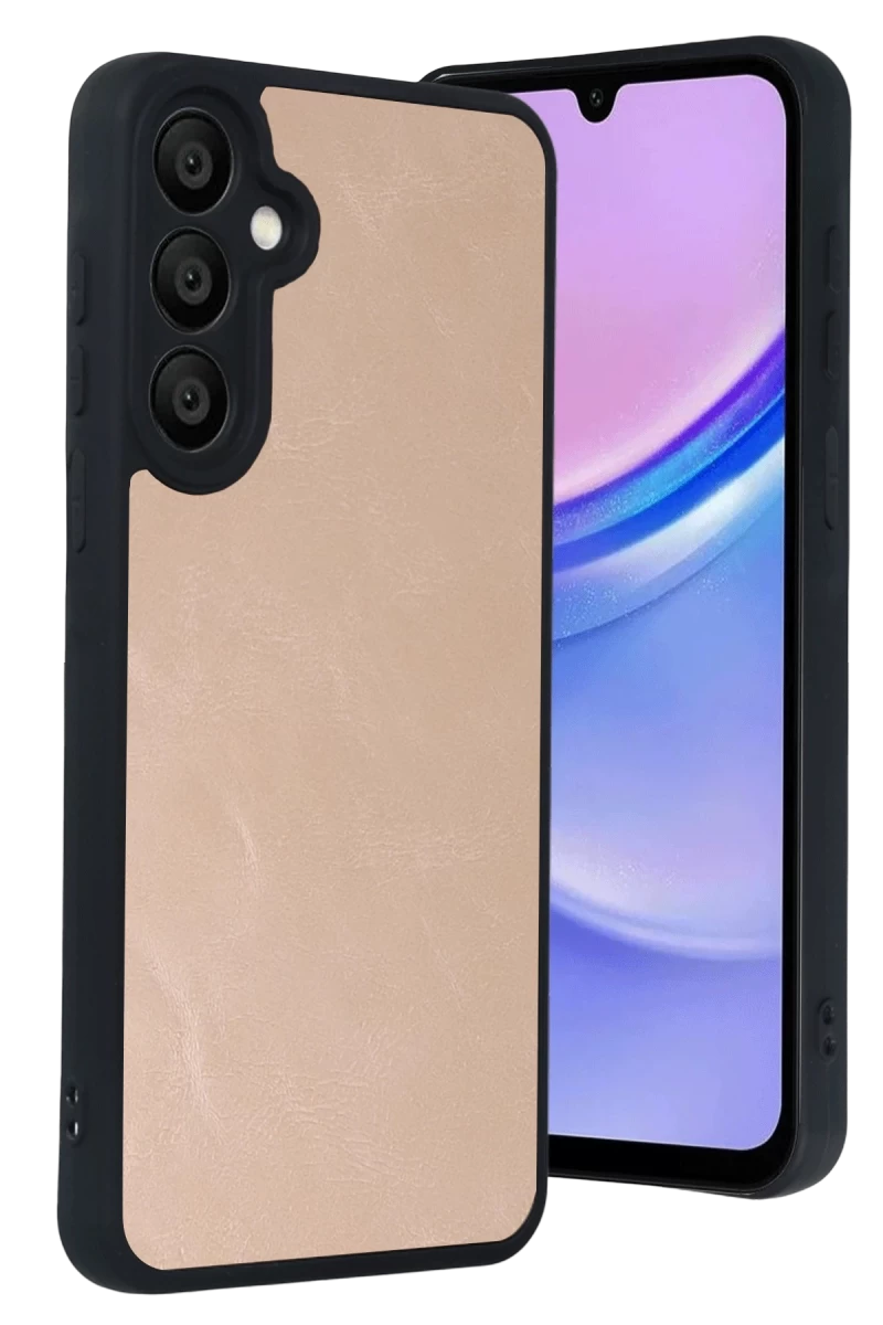 Samsung Galaxy A57 5G Uyumlu Aras Deri Kapak - Pudra