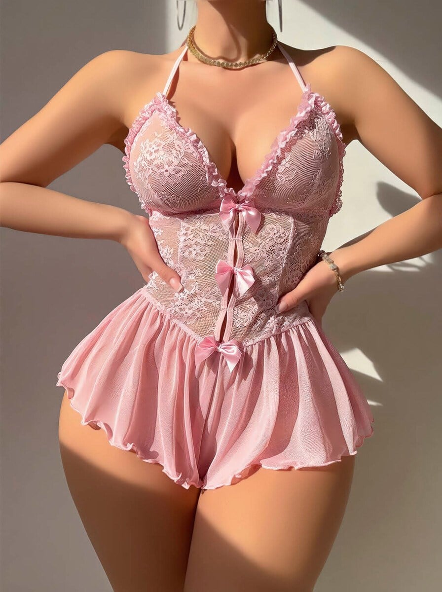 Kadın Pembe Fiyonk Detaylı Fantezi Kostüm 2309 · BEDEN: L/XL · RENK: Pembe
