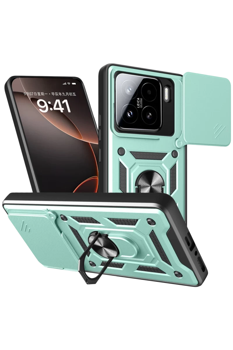 Xiaomi Mi 15 Uyumlu Kılıf Pars Lens Yüzüklü Silikon - Yeşil