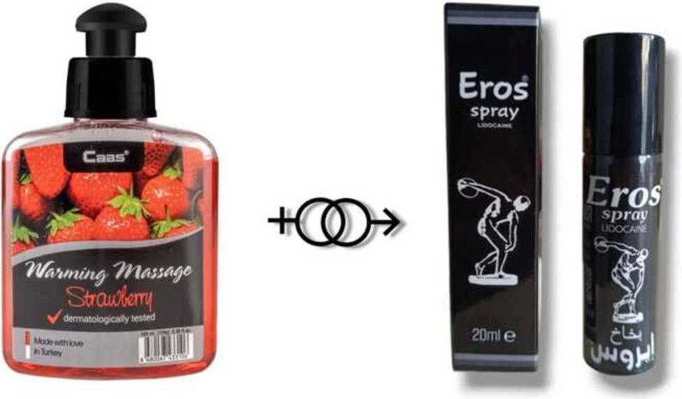 Eros Çilek Aromalı Masaj Yağı 100 ml + Eros Sprey 20 ml
