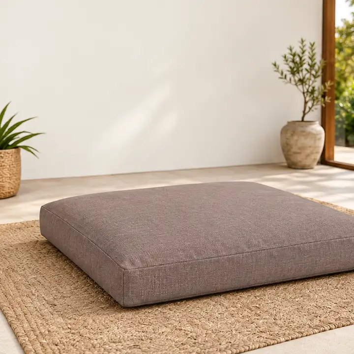 Düz Kare Yer Minderi · 60 × 60 × 8 cm | Kahve | İç mekân