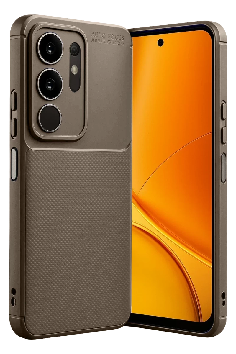 Vivo Y29 4G Uyumlu Auto Focus Karbon Kapak - Kahverengi